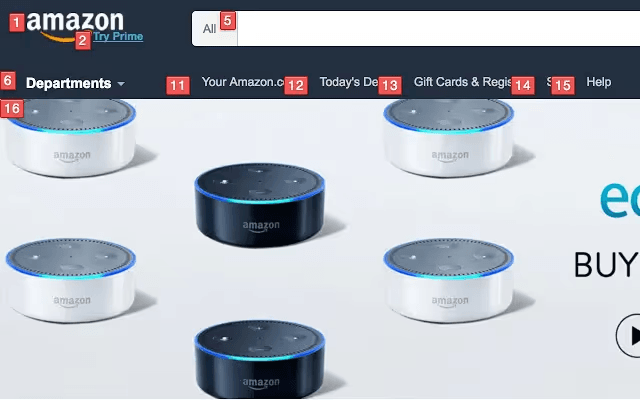 Keyjump activated hints on Amazon.com